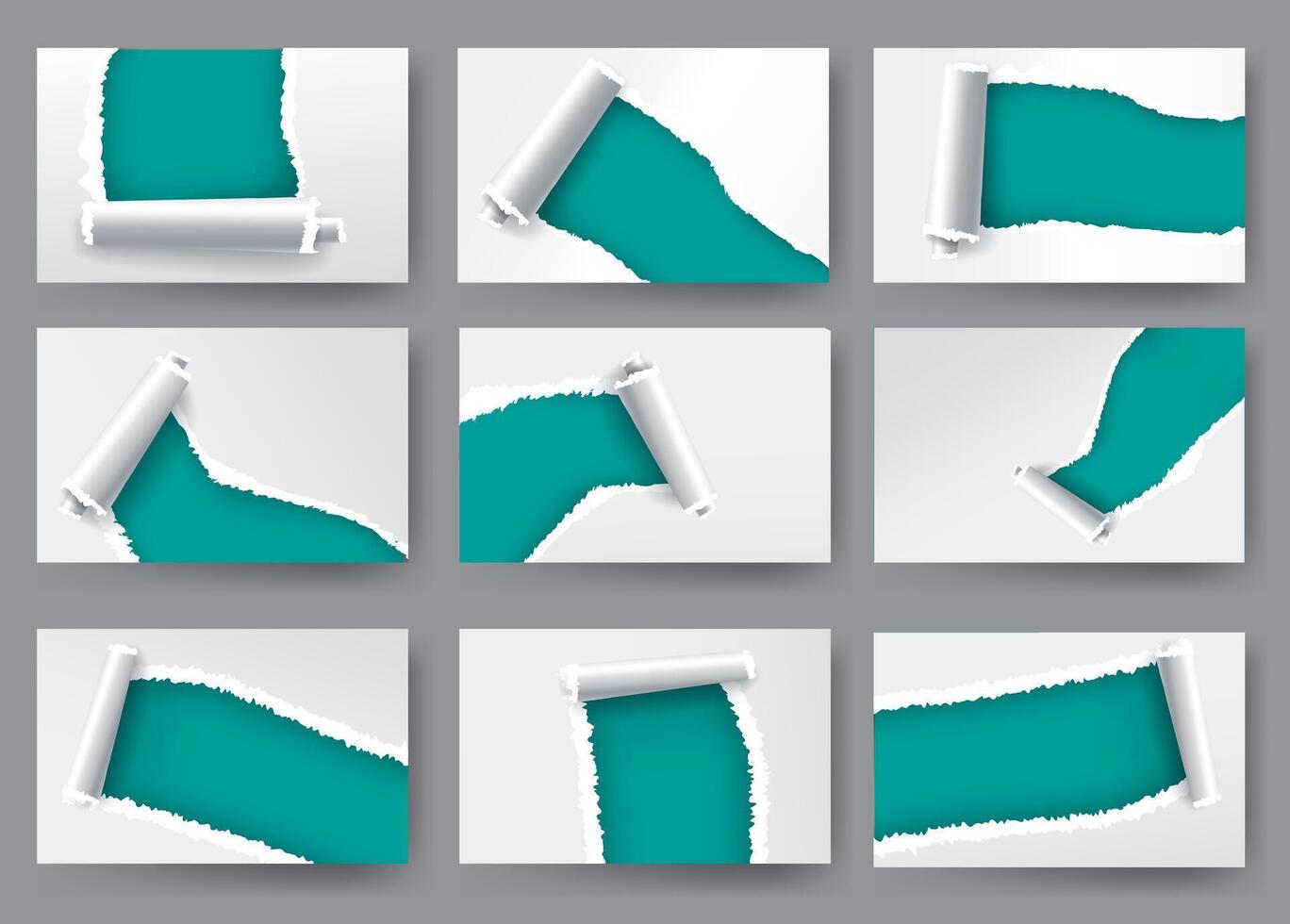 Torn paper backgrounds in vibrant colors vector