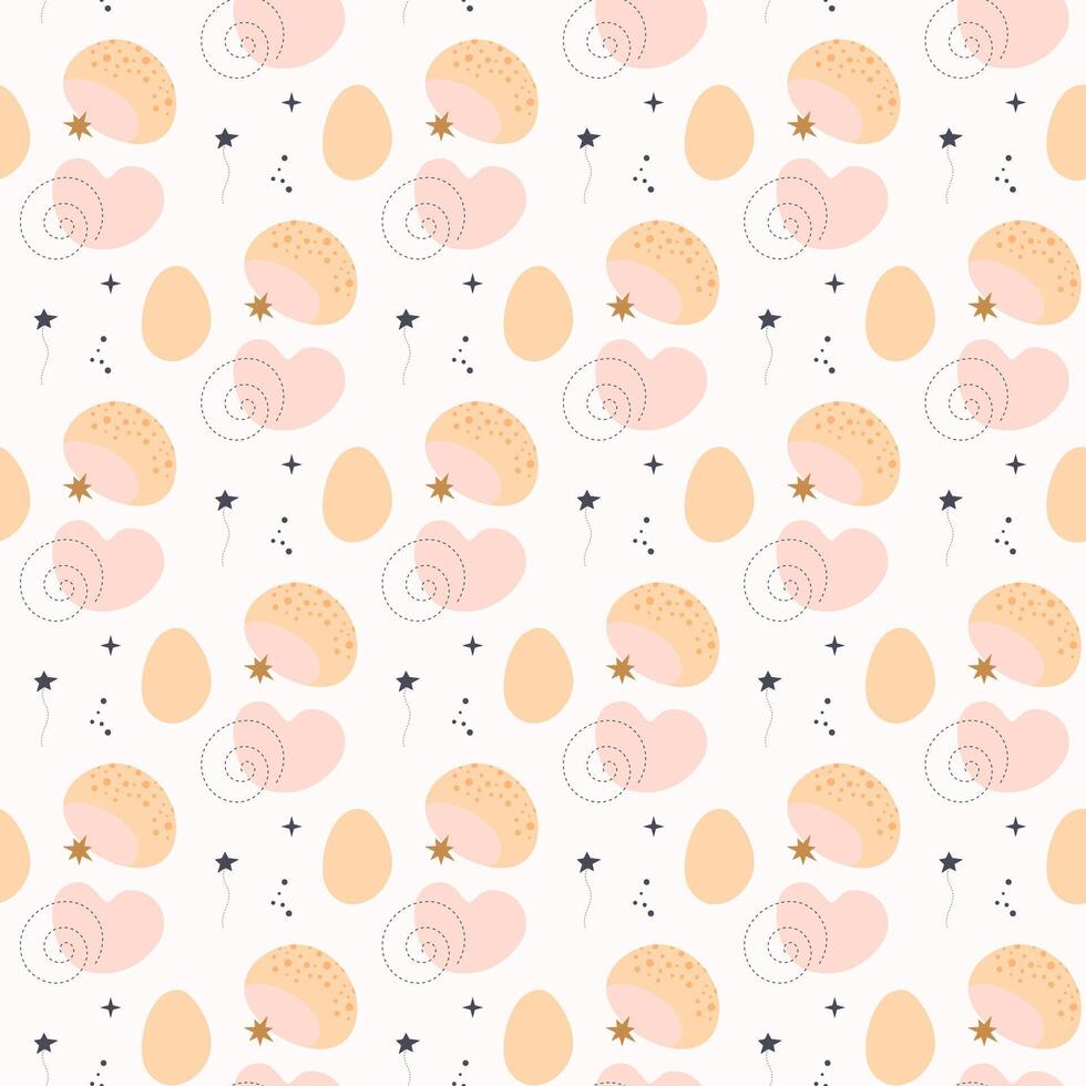 A pattern with eggs and hearts on it vector