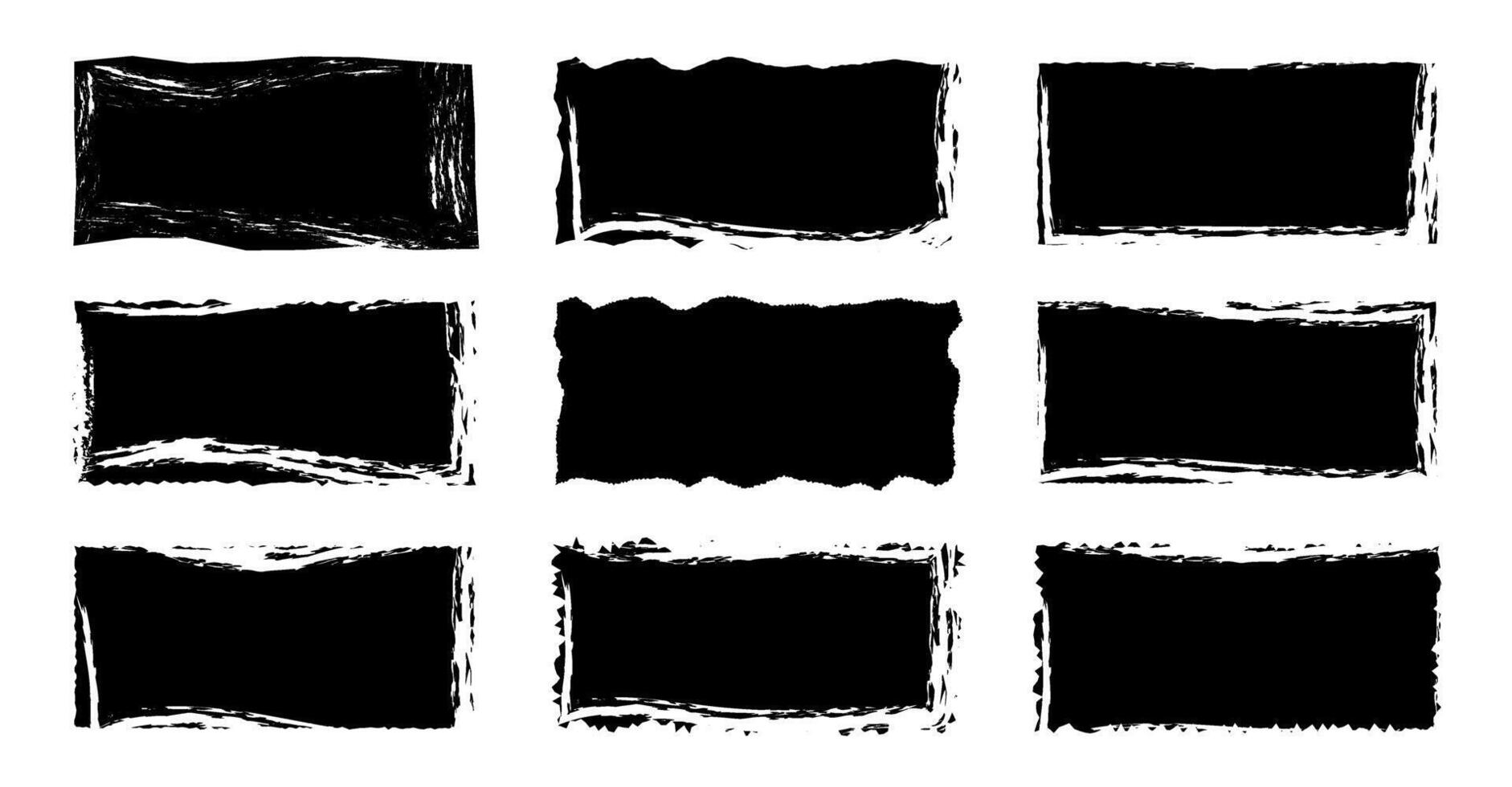 A set of black square frames with different shapes vector