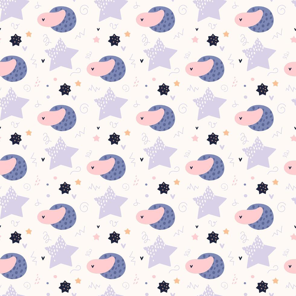 A pattern with a hedgehog and stars vector