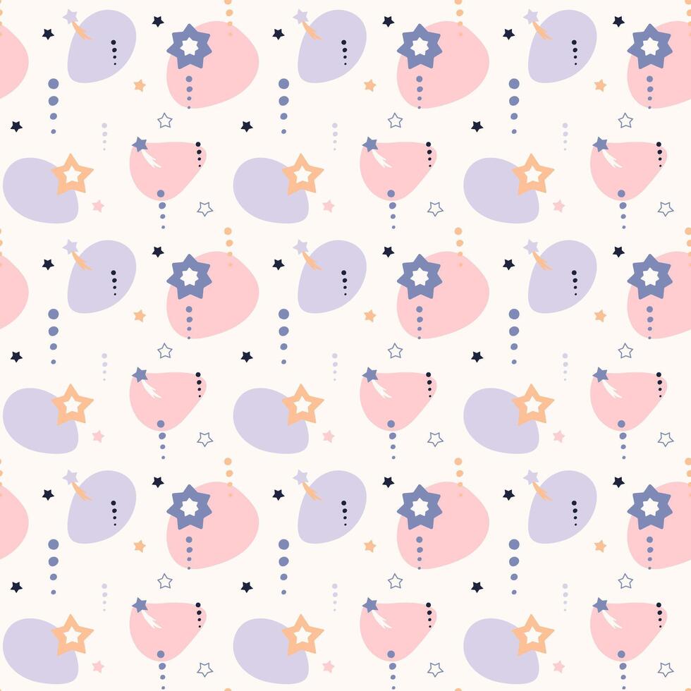 A pattern with pink and blue dots and stars vector