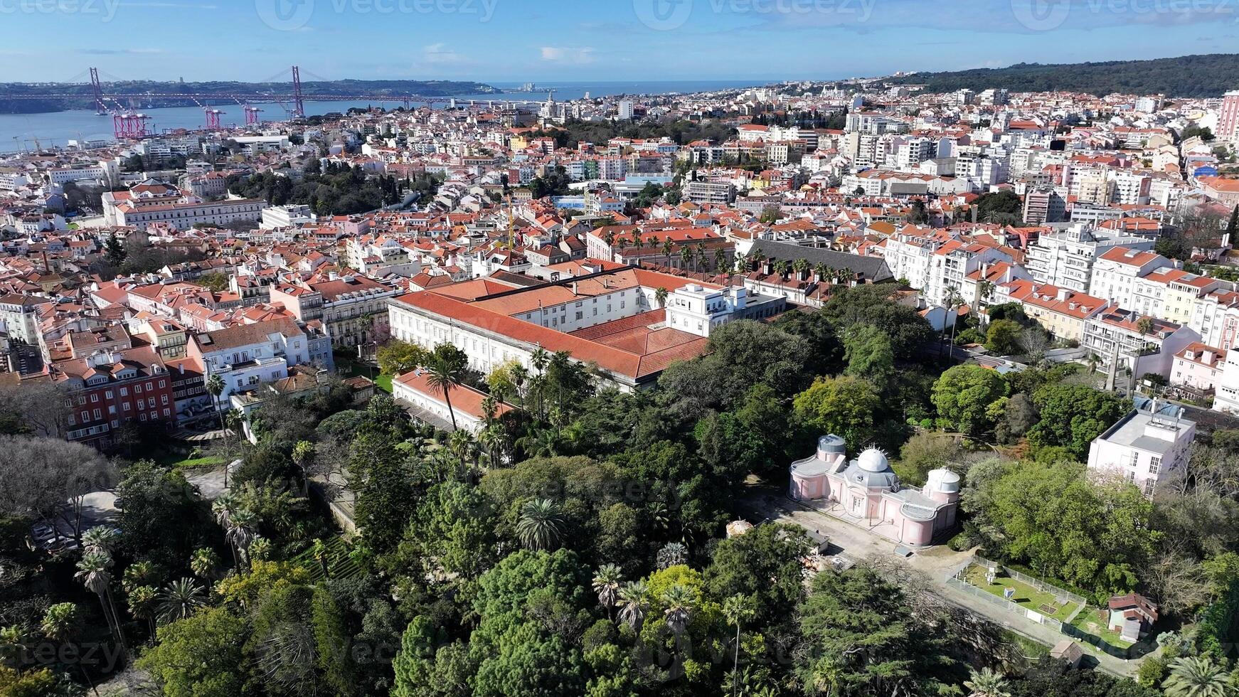 Above view of Botanical Garden in Lisbon District of Lisbon in Portugal.. Awesome Background. photo