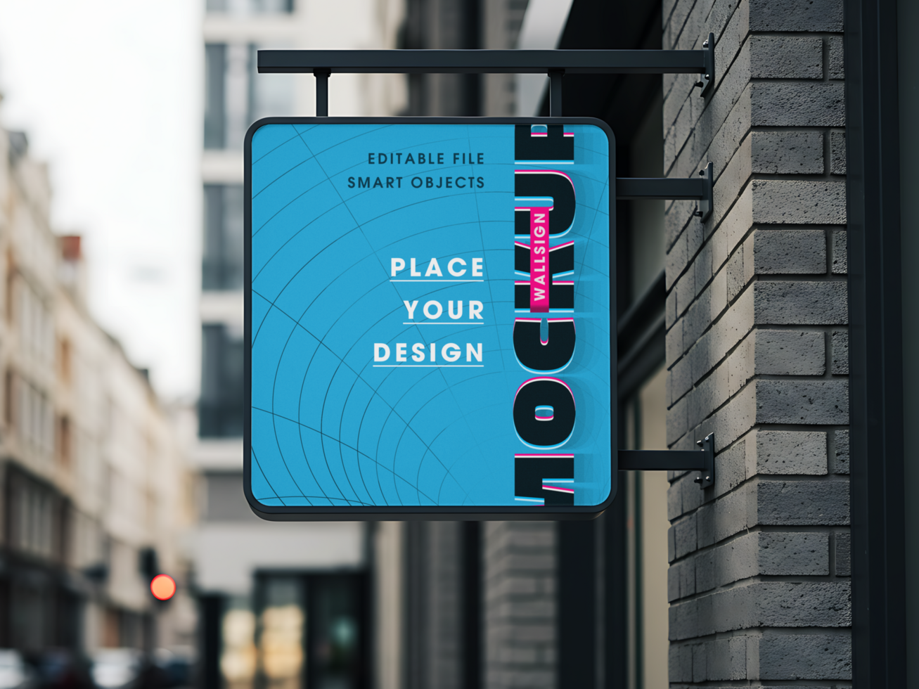 Editable Outdoor Business Sign Mockup with Side View psd