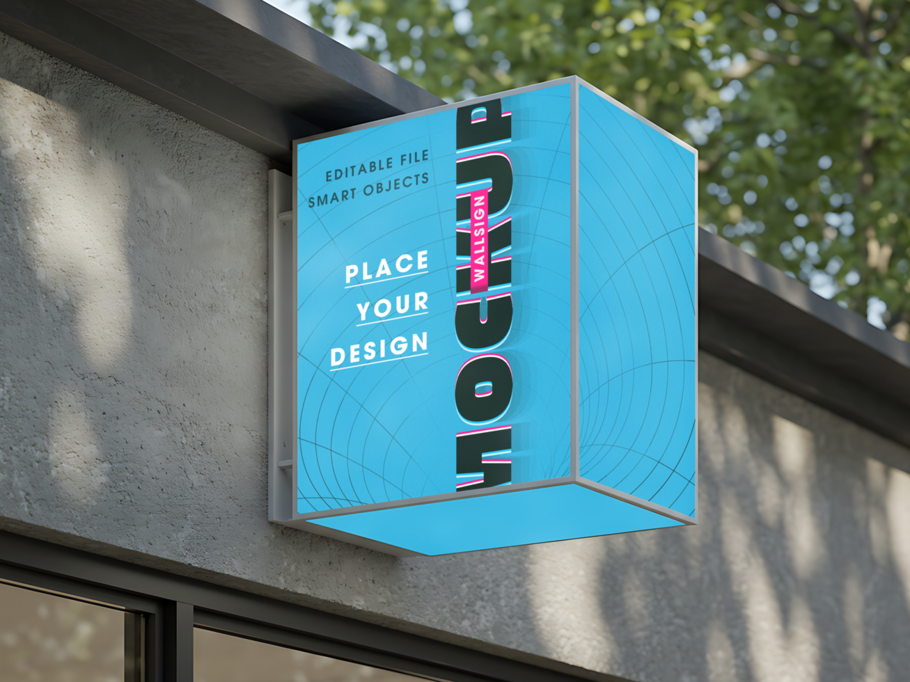 Editable Storefront Projecting Signage Mockup for Commercial Use psd