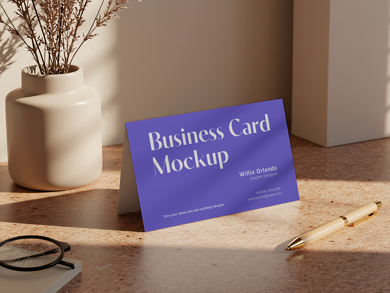 Professional Branding Card Mockup with Modern Interior Setting psd