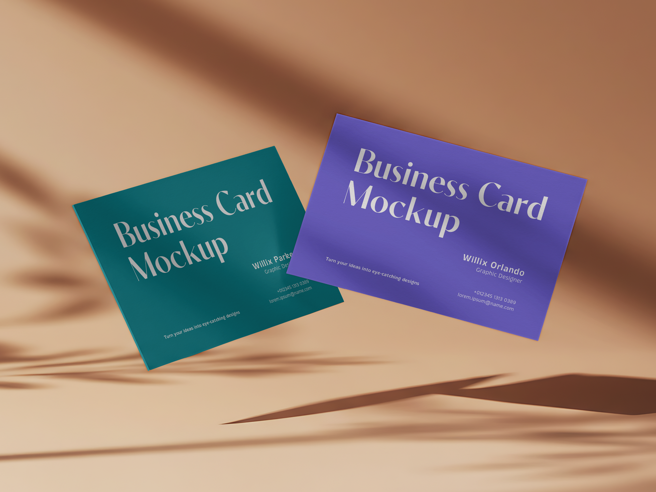 Floating Business Card Mockup with Elegant Shadow Overlay psd