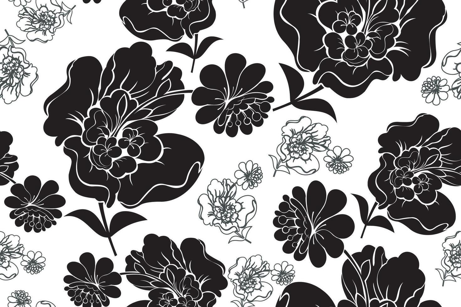 hibiscus flower pattern seamlessly with a flower line on a white background vector