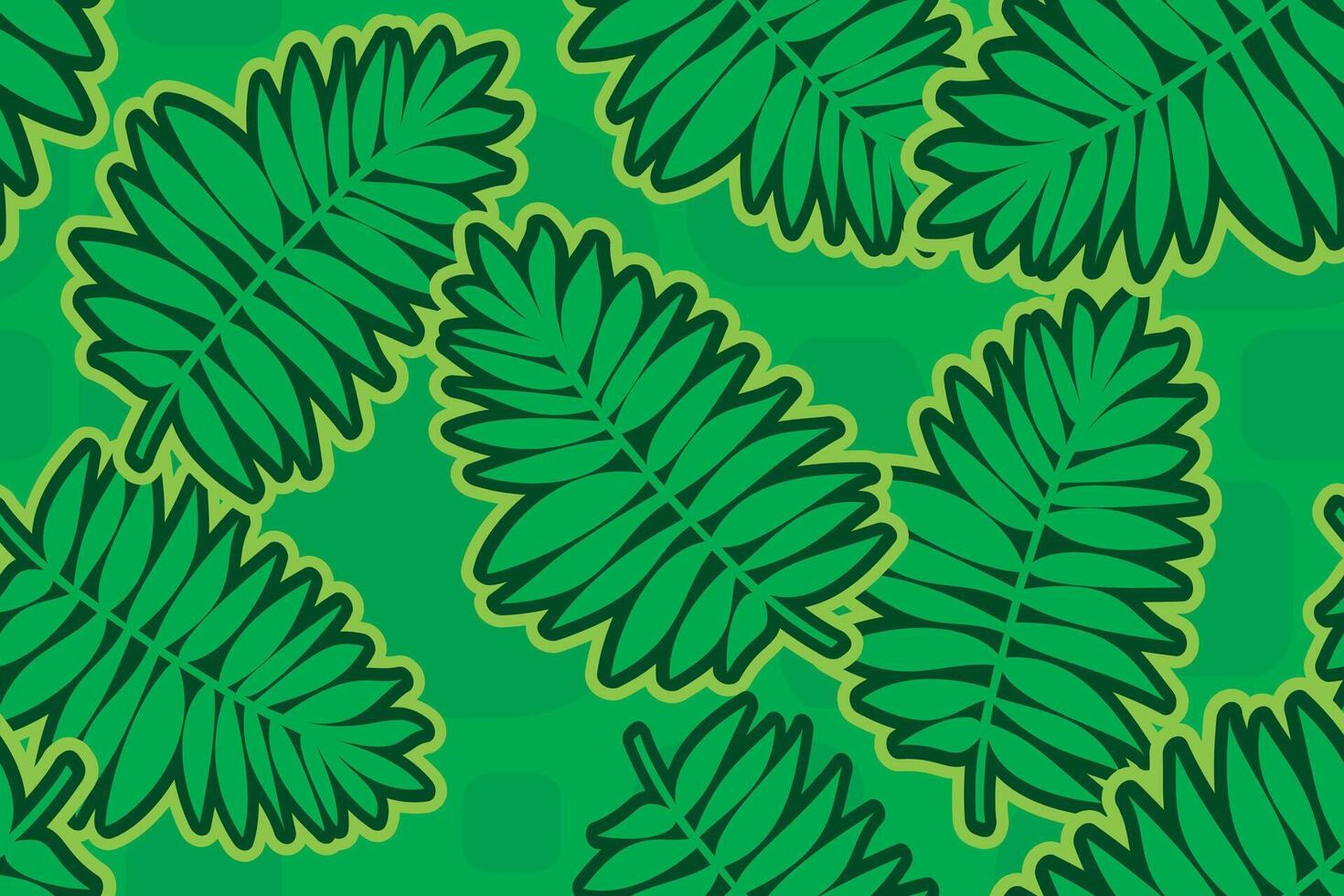 Seamless pattern tropical leaves with cube on green background vector