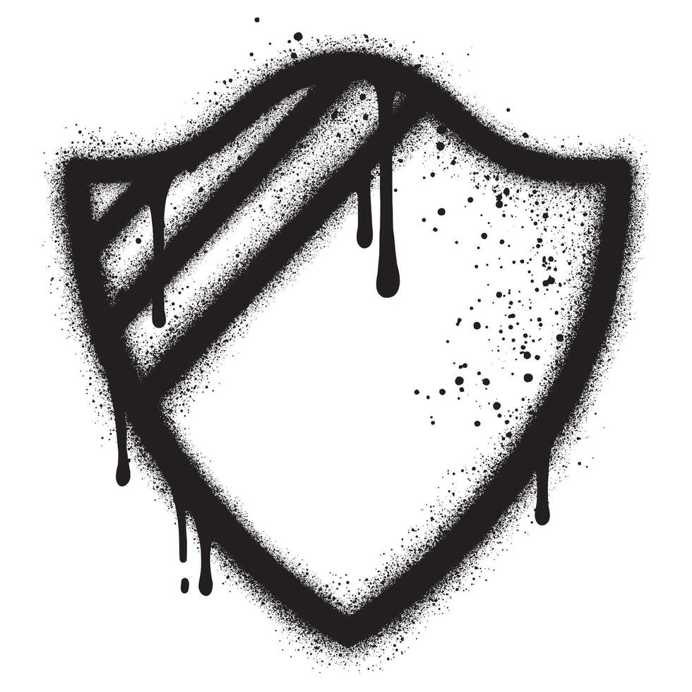 Spray Painted Graffiti Security shield icon isolated with a white background. vector