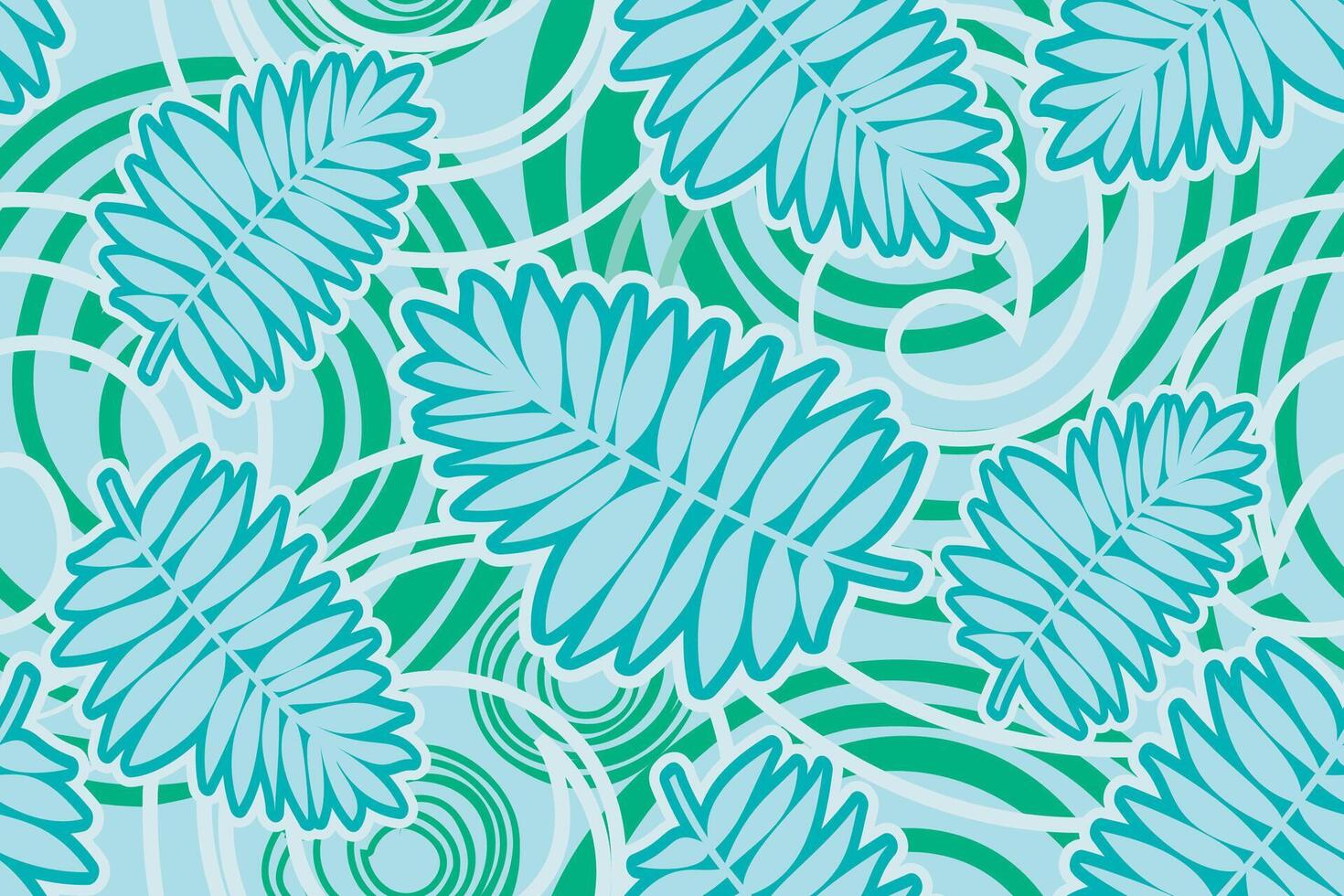 Seamless pattern tropical leaves with palm leaf on blue background vector