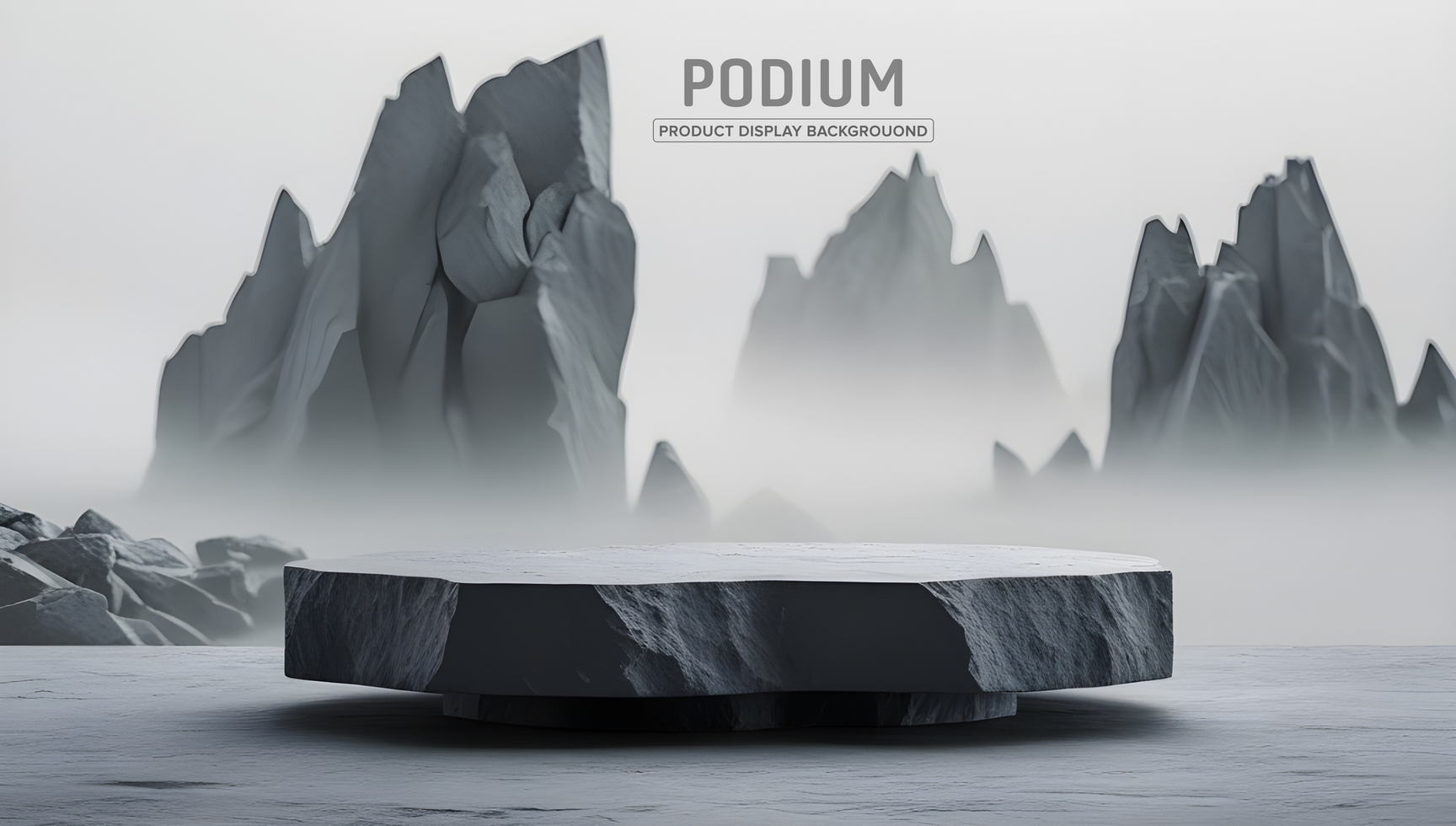 3d rendered dramatic stone podium for product display psd