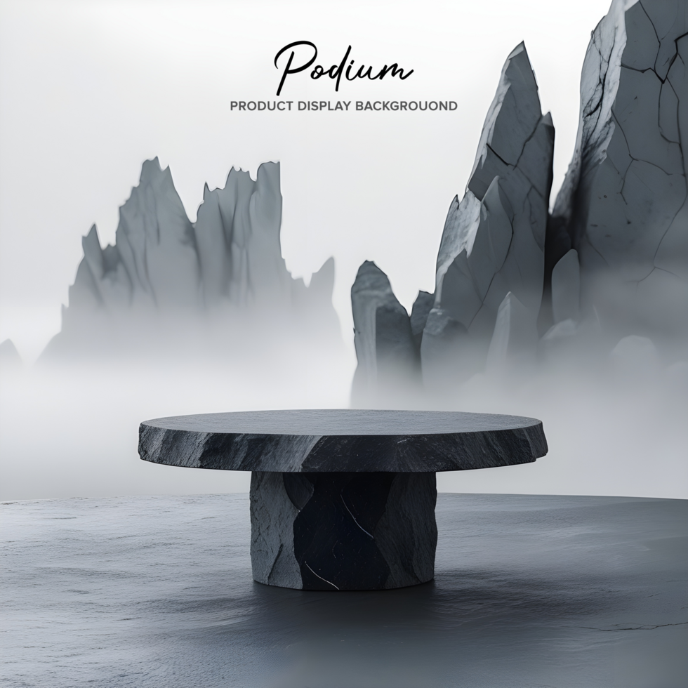 Elevated stone podium mockup psd