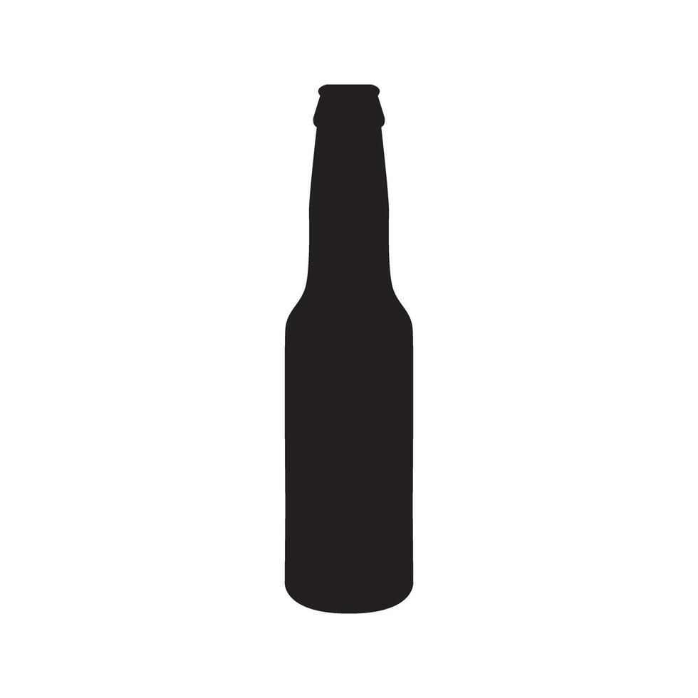 Single flat beer bottle icon isolated on a white background vector