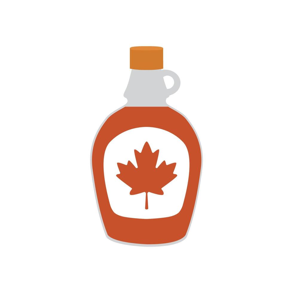 Tasty maple syrup. Ingredient for waffles, pancakes, breakfast. Cartoon illustration in flat style on white background. vector