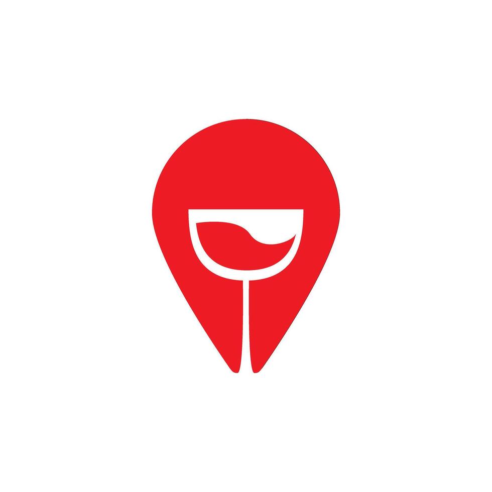 wine point logo design template. consisting of a wine glass icon with pointer icon. wine location. wine store. vector