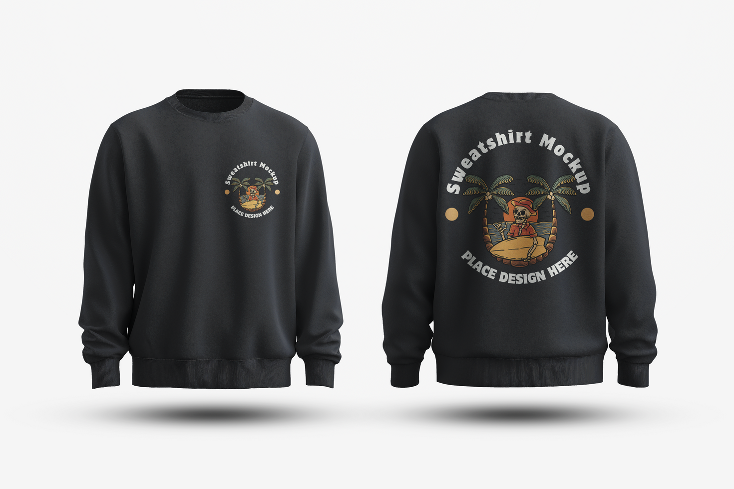 Black Sweatshirt Mockup with Front and Back Views psd