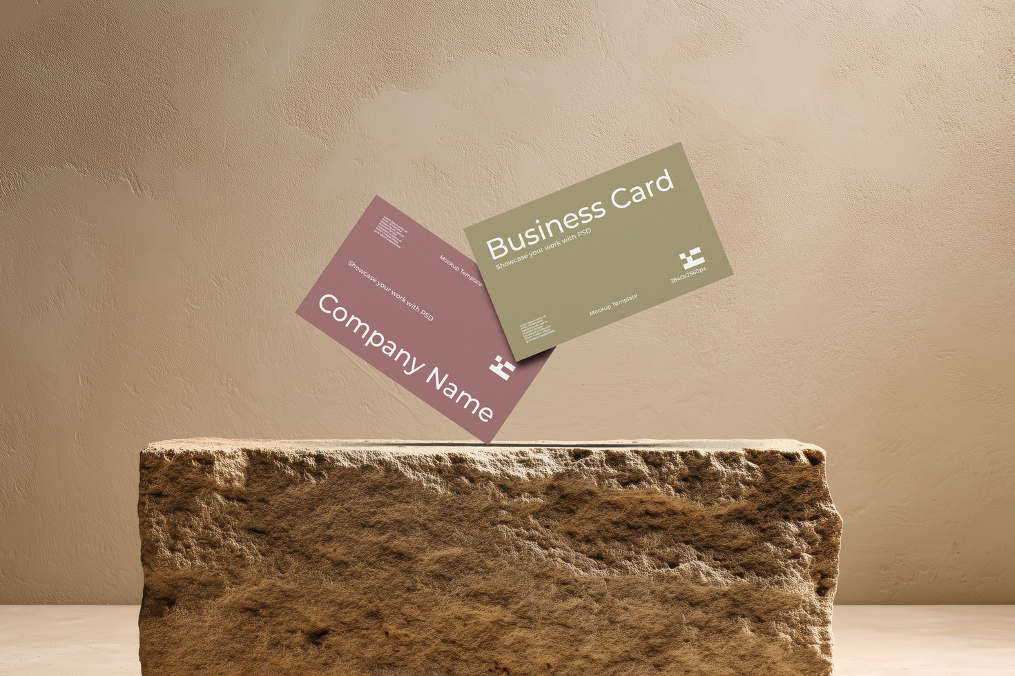 Business Card Mockup on Stone Surface psd