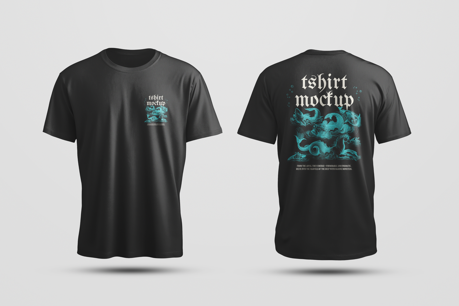 Black T-Shirt Mockup front and back psd