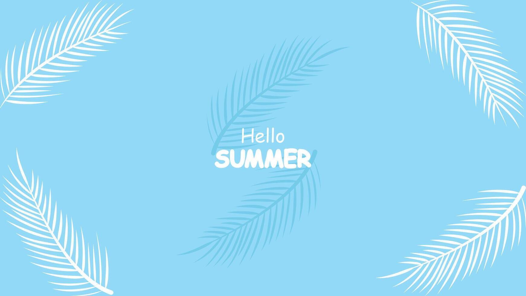 Flat Palm Leaf Summer Background Design for Seasonal Banner and Holiday Greeting Template vector