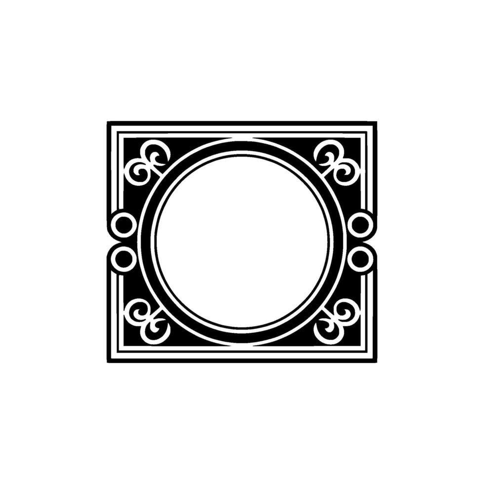 Elegant Circular Frame with Decorative Details, Minimalist. vector
