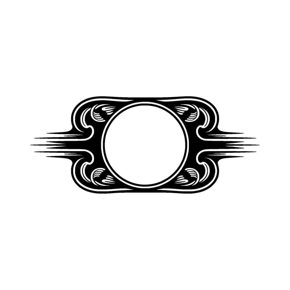 Art Deco Frame with Circle, Decorative Black White. vector