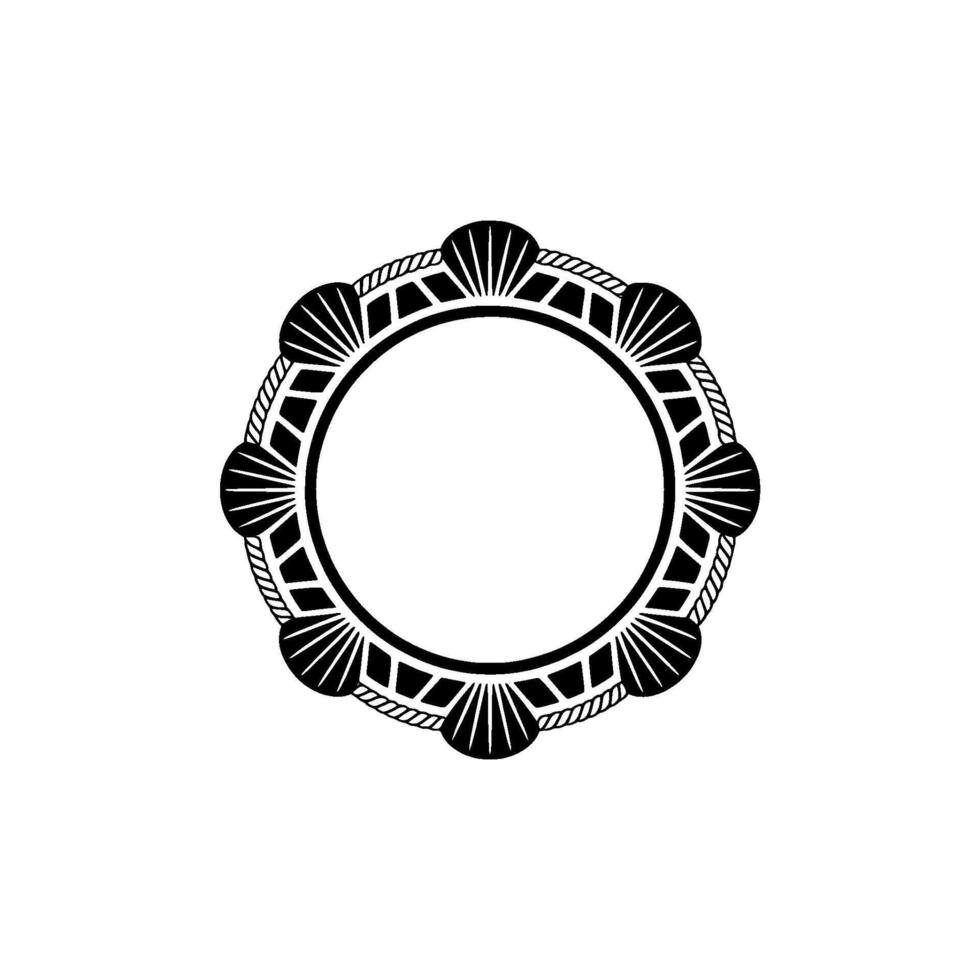 Art Deco Circle Frame Elegant Black and White Element. vector