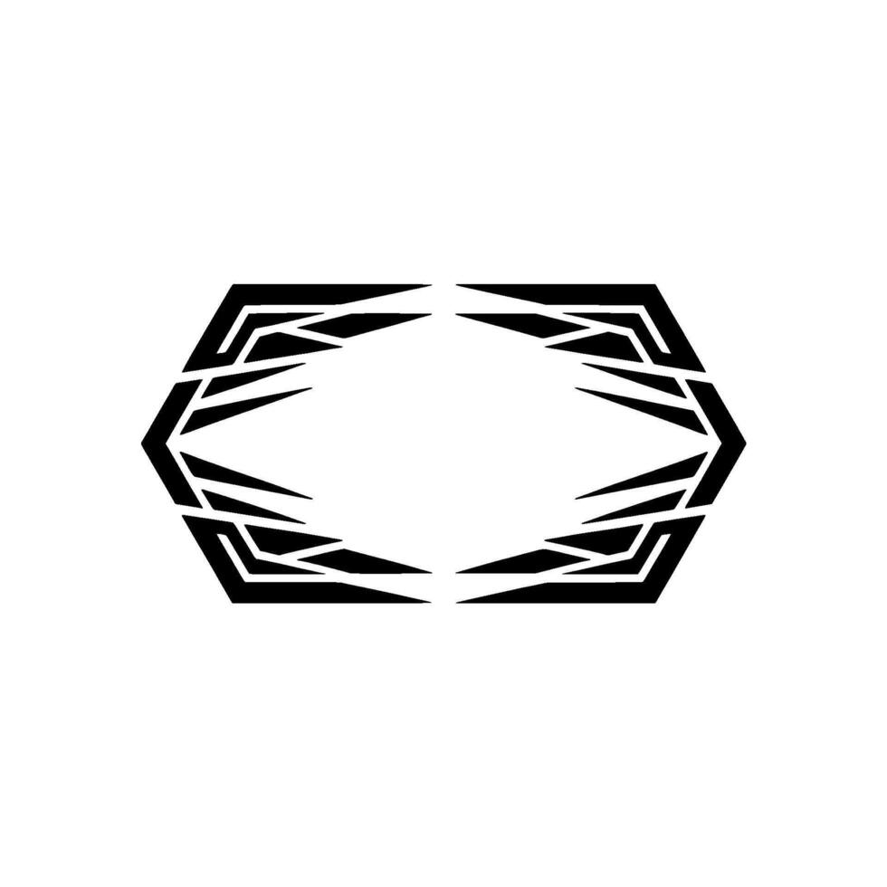 Geometric Tribal Frame, Minimalist Black on White, Elegant. vector