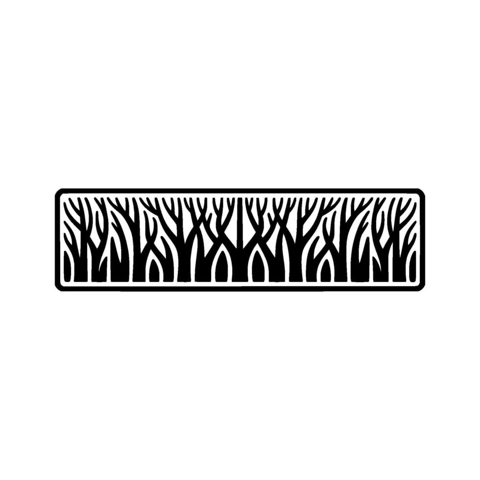Abstract Tree Silhouette Border on a White Background. vector