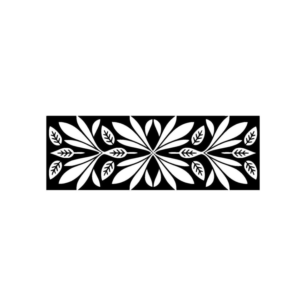 Geometric Floral in Black White Symmetrical Pattern. vector