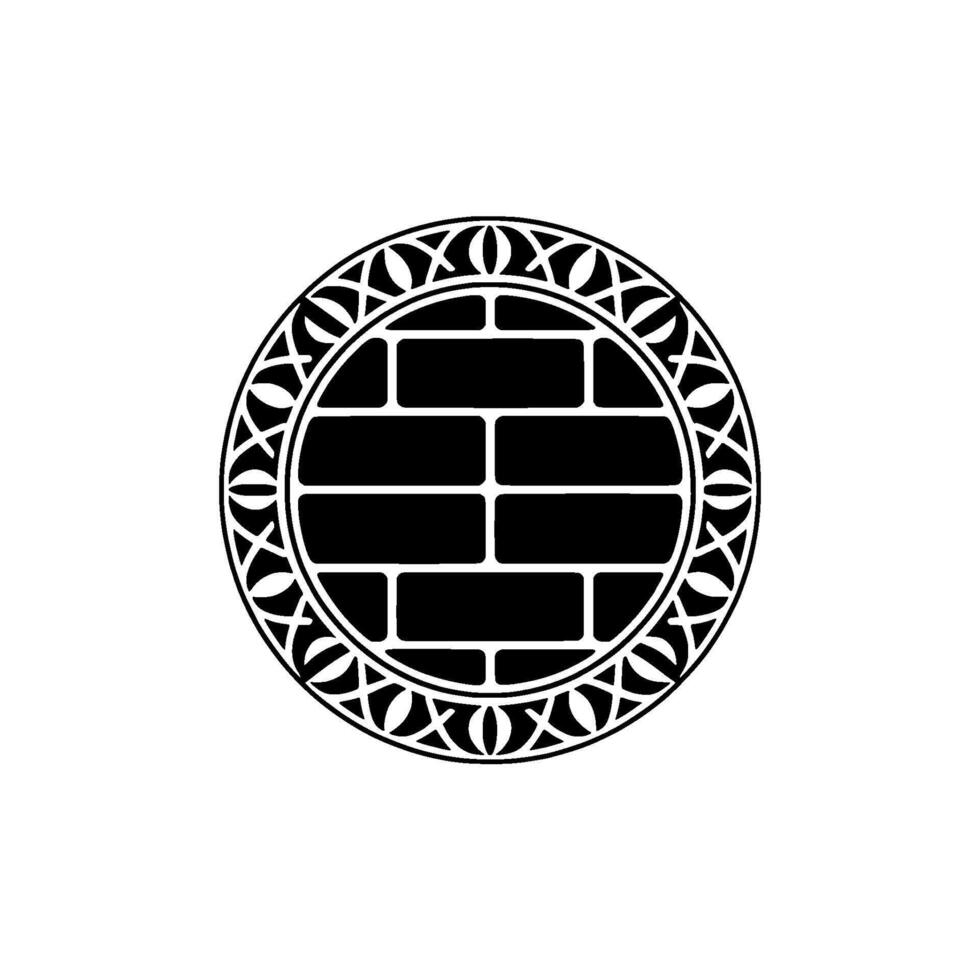 Black White Circle - Brick Pattern and Ornamental. vector