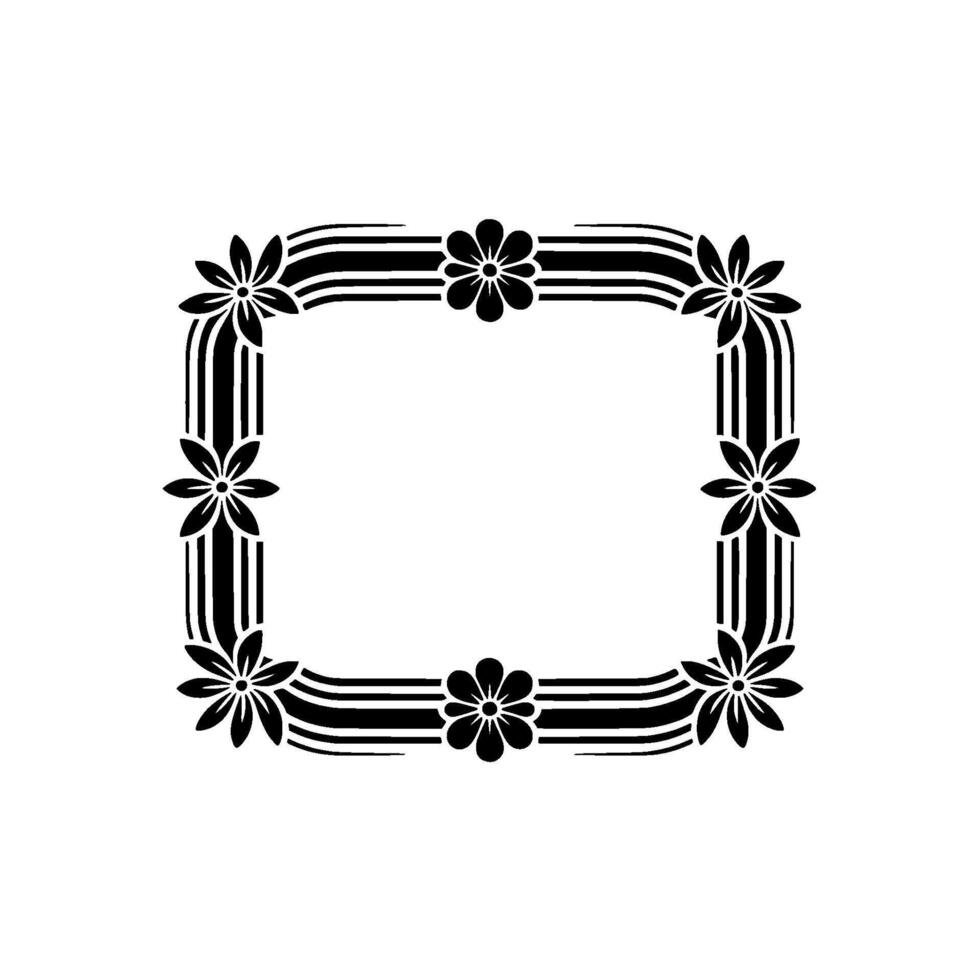 Elegant Floral Frame with Black and White. vector