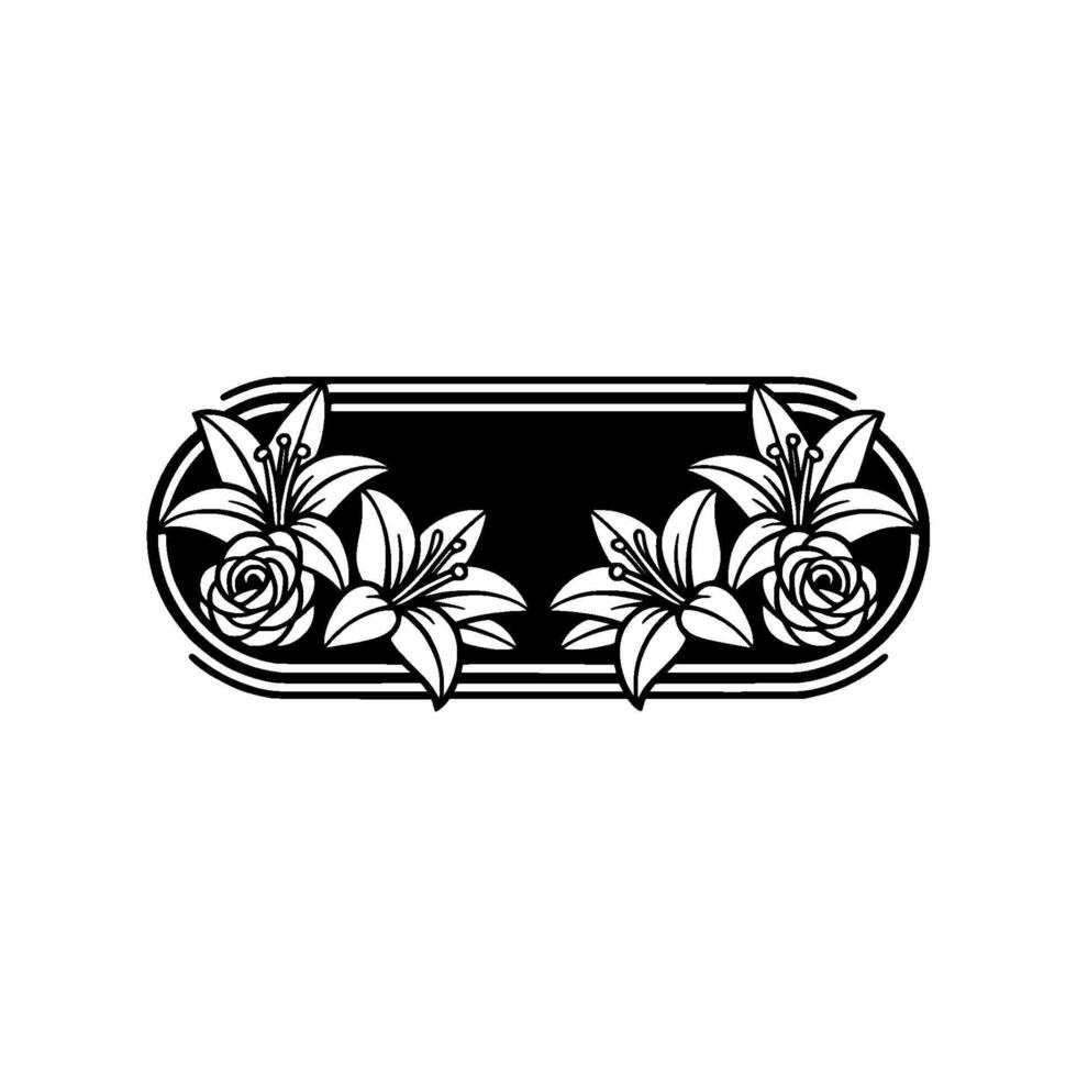 Elegant Floral Frame Black and White. vector