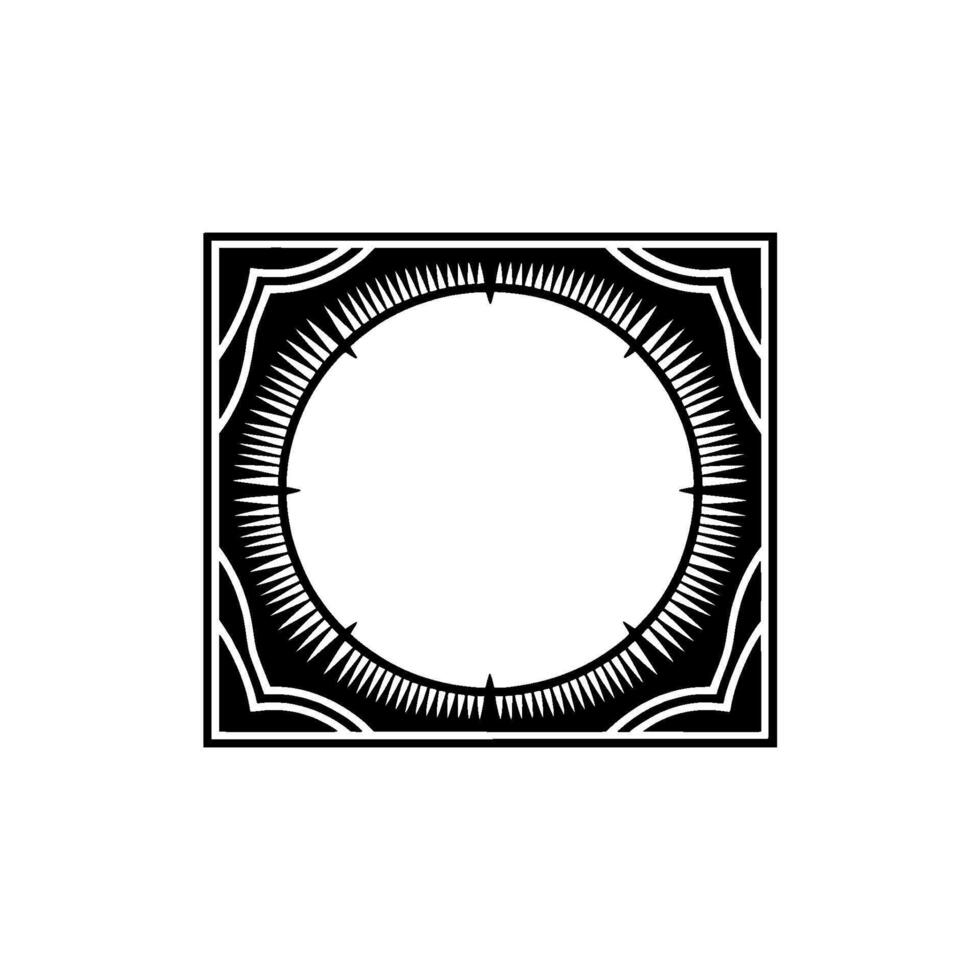 Elegant Black and White Geometric Frame with Decorative Elements. vector