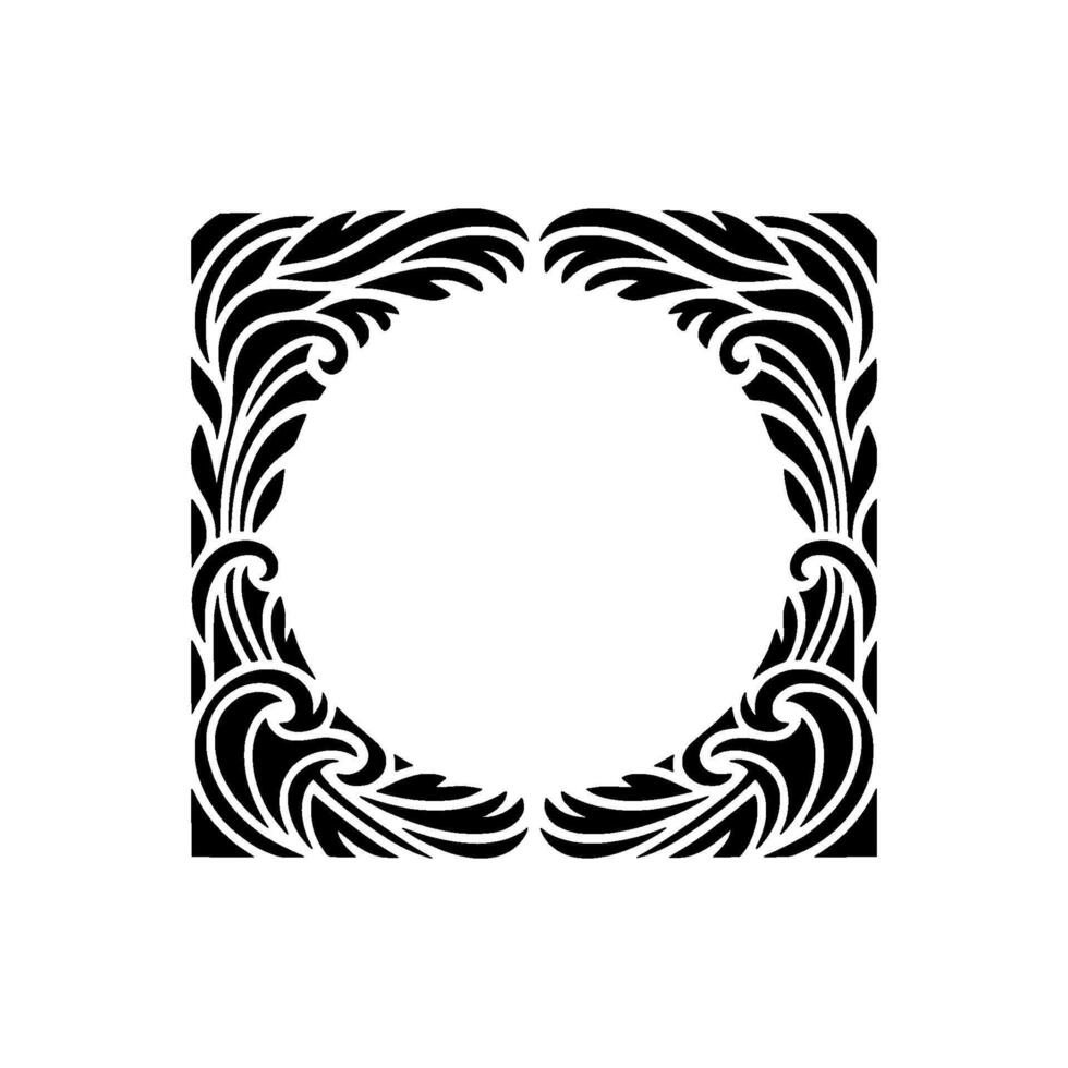 Elegant Black White Floral Frame, Modern , Ornamental Border. vector