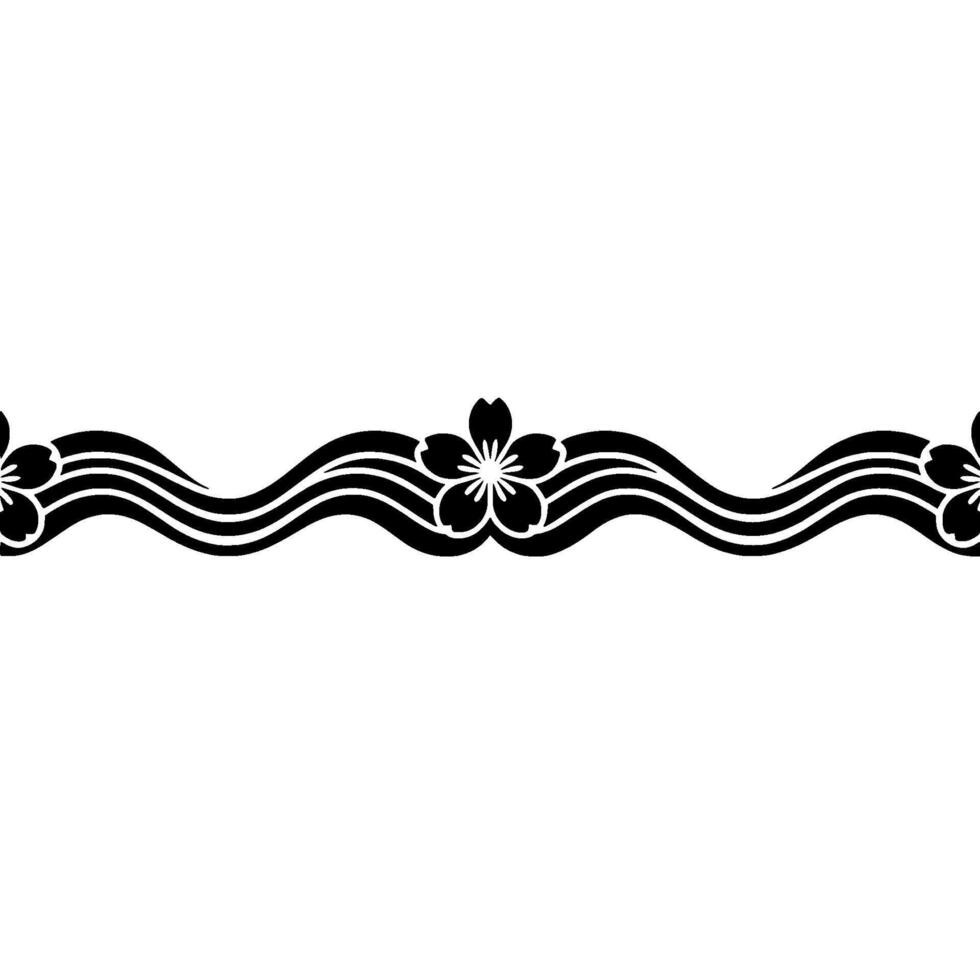 Minimalist Japanese Cherry Blossom Border on White. vector