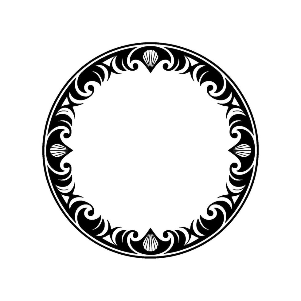 Elegant Black Circle Frame, Decorative Border, Isolated on White. vector