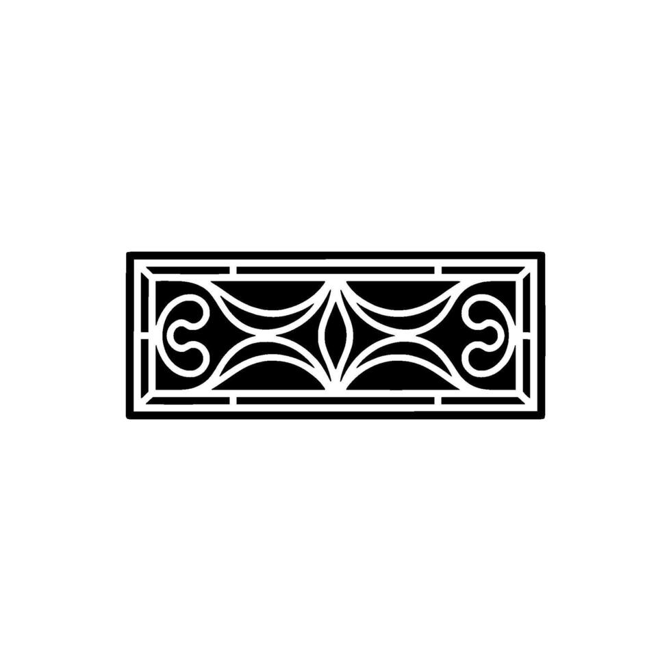 Decorative Black White Ornate Panel on Pale Background, Abstract. vector