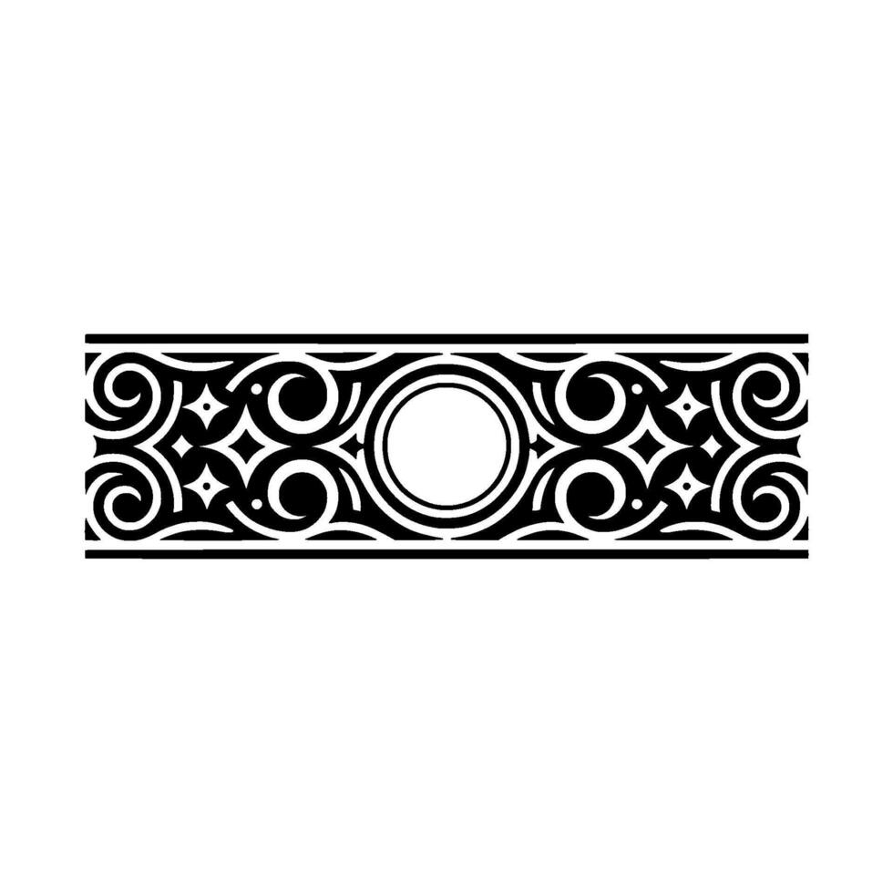 Ornate Black Border with Swirls and Geometric Shapes on White. vector