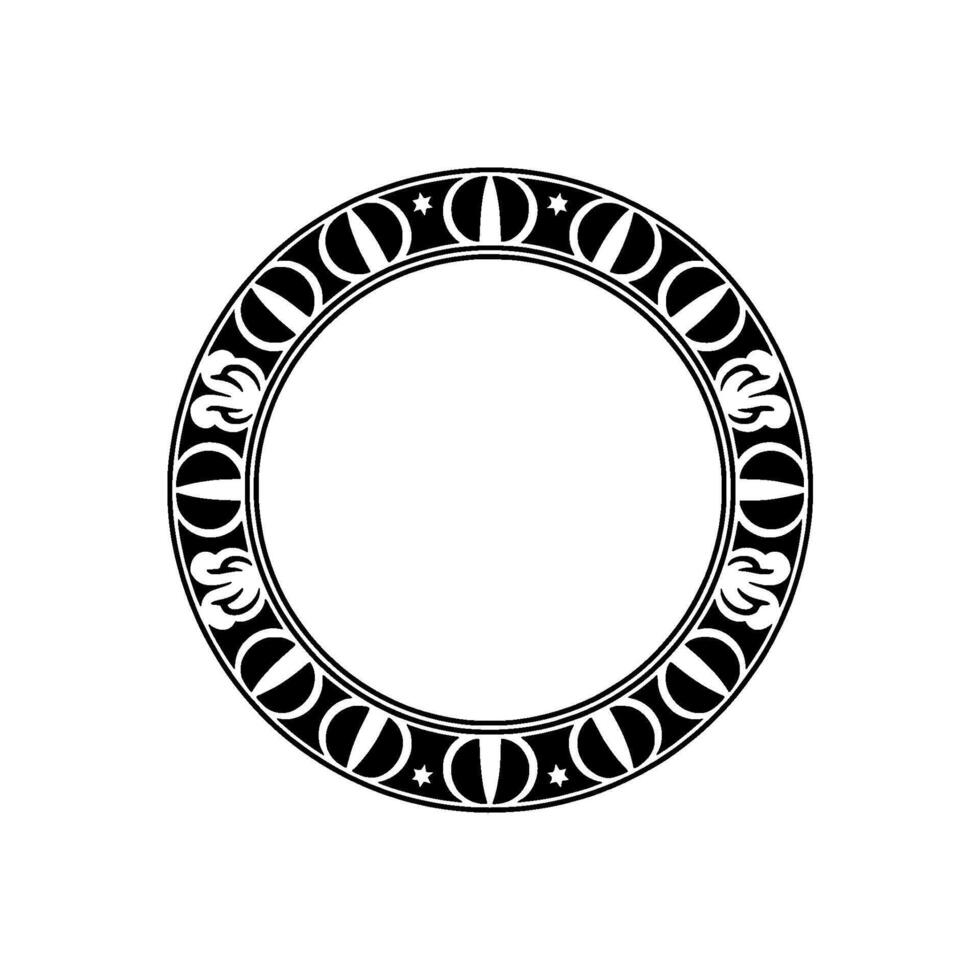 Elegant Black and White Circular Frame , Decorative Border. vector
