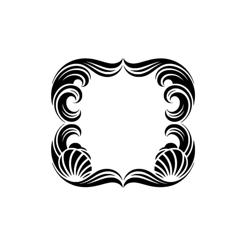 Elegant Decorative Frame Element - Black Swirls on White. vector