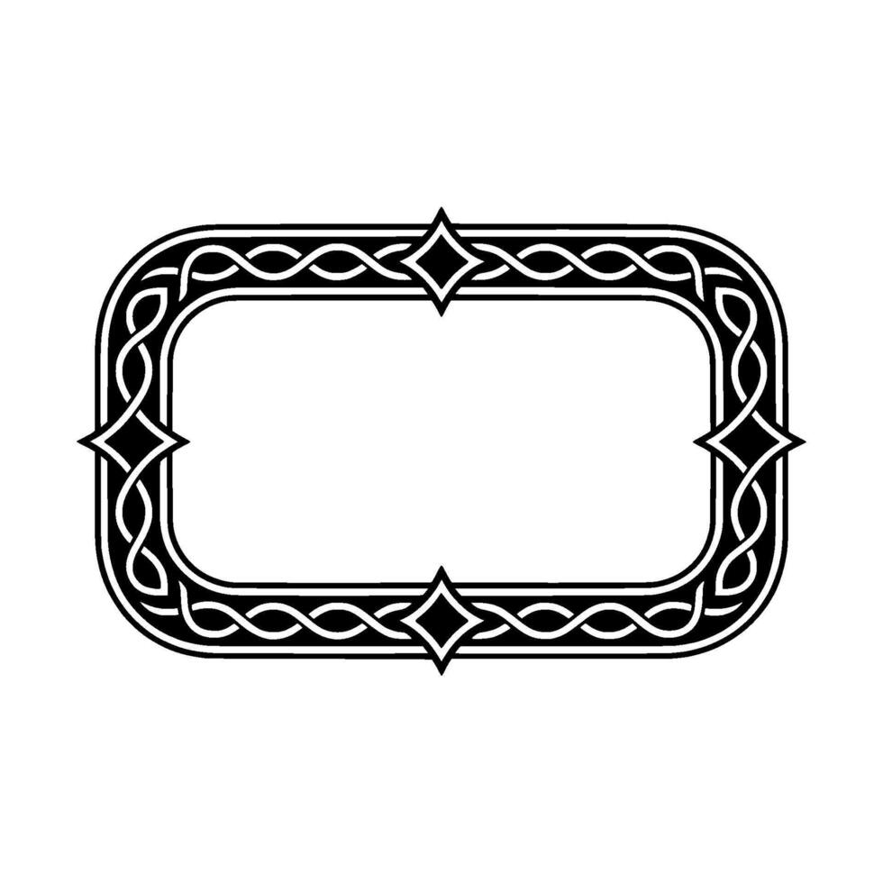 Ornate Celtic Frame, Black and White Illustration. vector