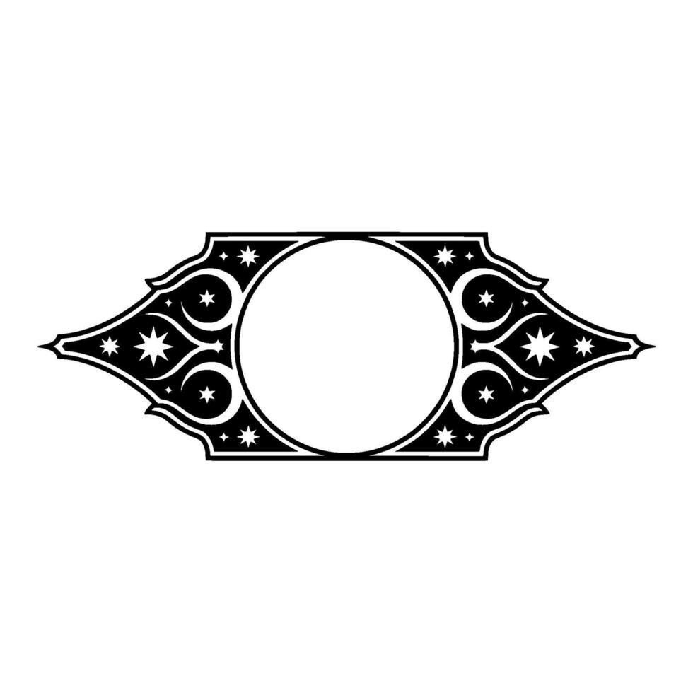 Celestial Ornate Frame - Black and White Decorative. vector