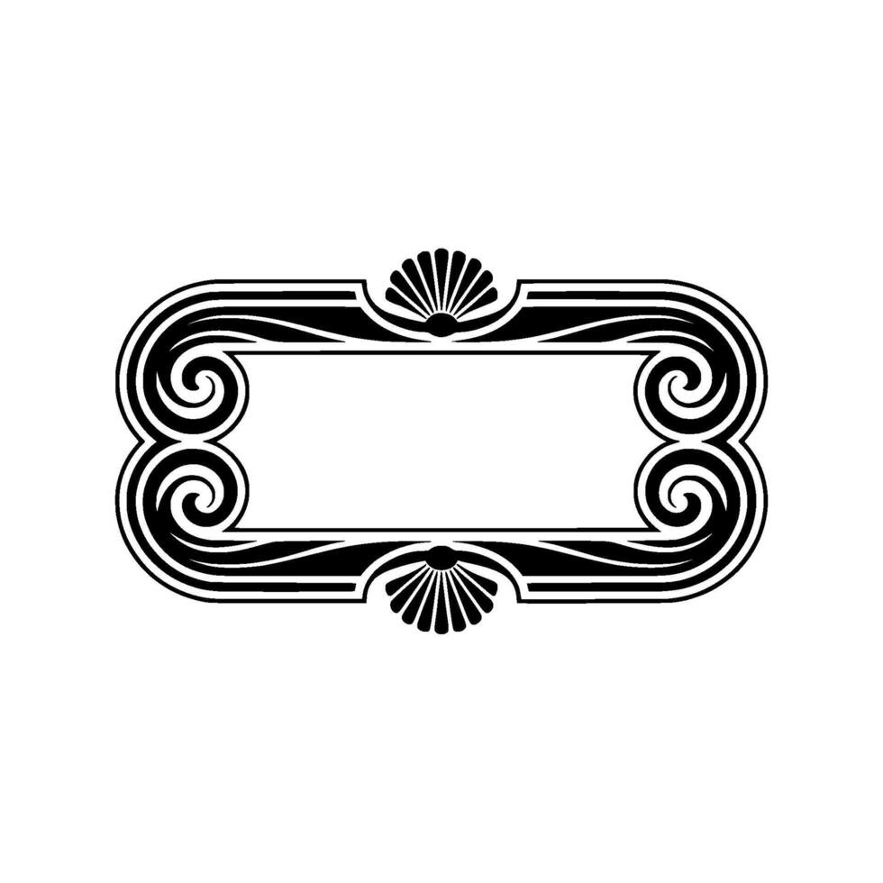 Elegant Art Deco Frame Black White Element. vector