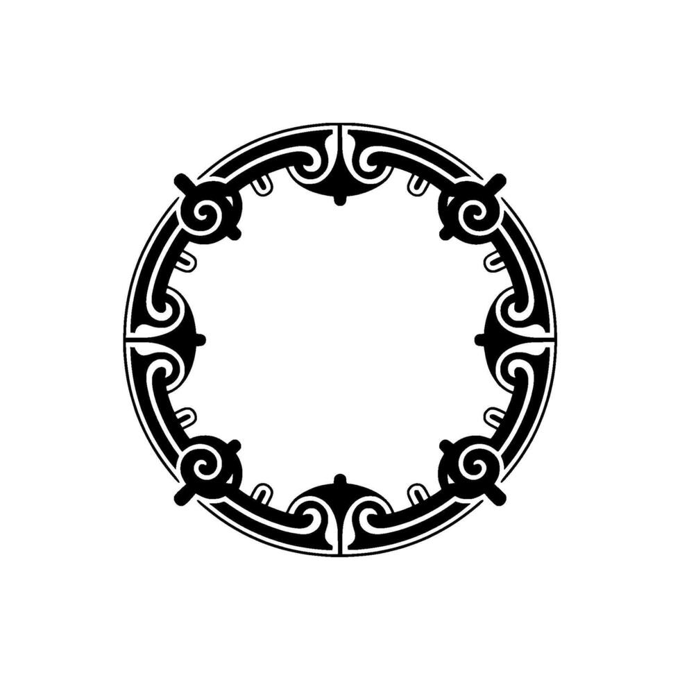 Decorative Circle Frame in Celtic-Inspired Black on White. vector