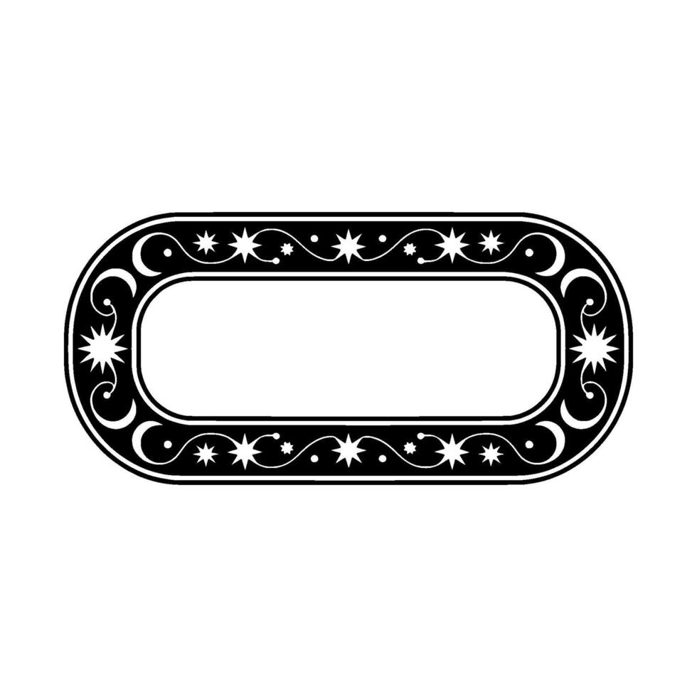 Elegant Black White Star Scroll Border. vector