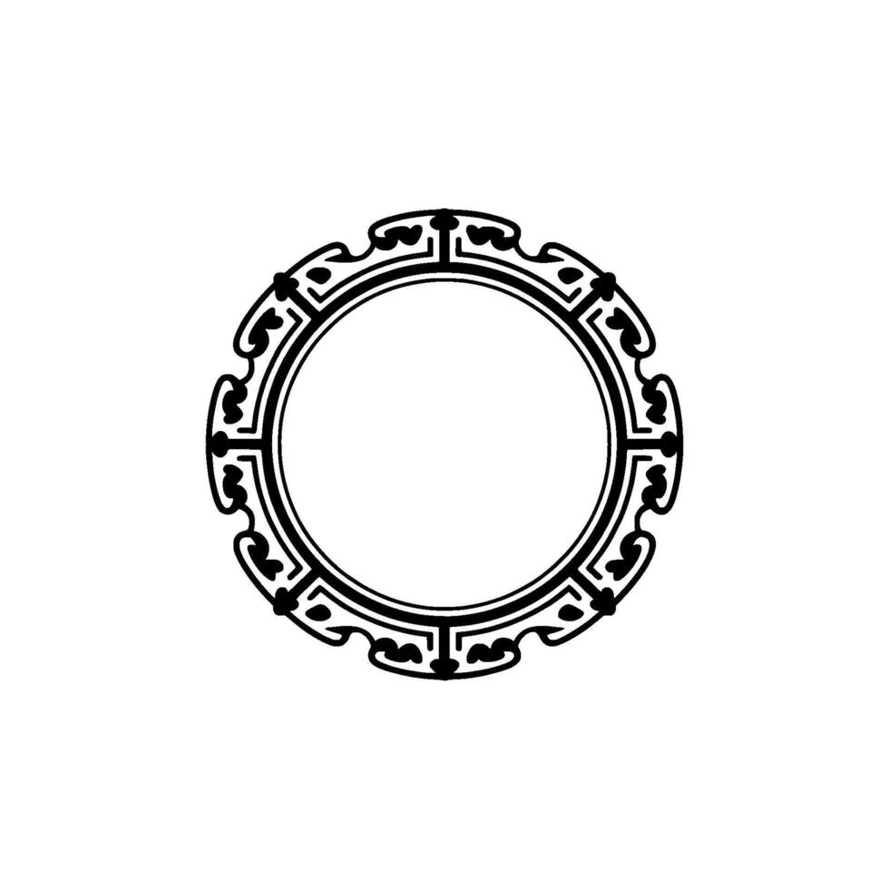 Elegant Black Circular Frame with Ornate Decorative Pattern. vector