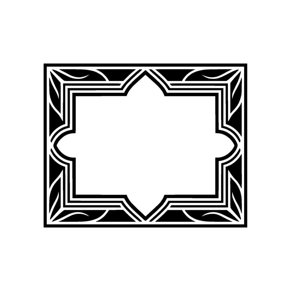 Elegant Black White Ornamental Frame, Geometric. vector