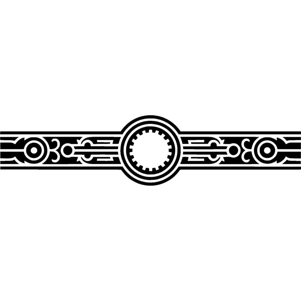Geometric Ornament Stripe Art Deco Border , Black on White Background. vector