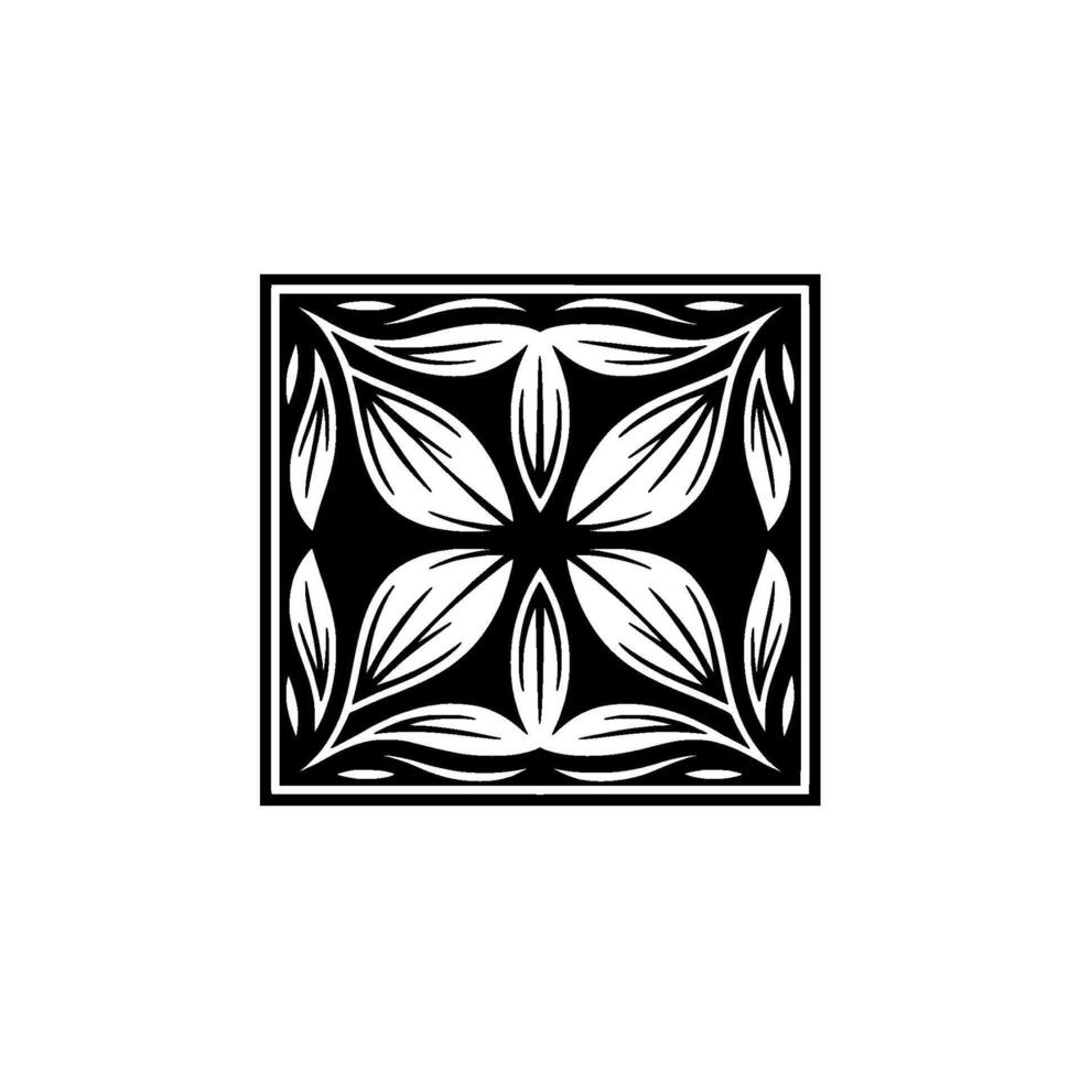 Elegant Black White Floral Geometric Pattern on White Background. vector