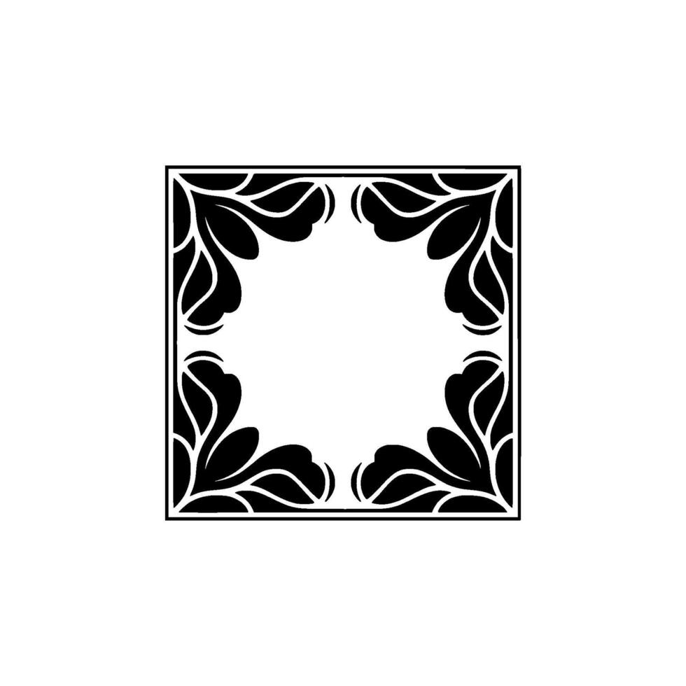 Elegant Black Floral Frame on Gradiant Background. vector